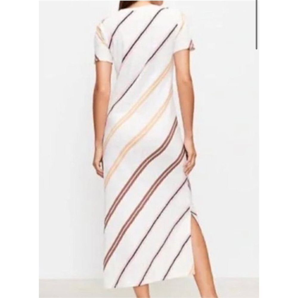Lou & Grey Slub Knit Midi Dress Cream Stripe‎ size medium - Picture 2 of 14